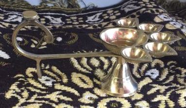 Golden Panch Mukhi Brass Diya / Lamp / Deepak for Aarti Puja - 6.2" Golden Panch Mukhi Brass Diya / Lamp / Deepak for Aarti Puja - 6.2"