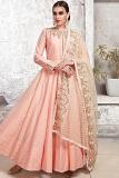 Peach Indo Western Gown - Crepe Silk - Size M