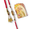 Adorable Couple Rakhi With white Beads + Roli & Chaval Adorable Couple Rakhi With white Beads + Roli & Chaval