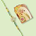 Elegant Bead Rakhi With White Pearl + Roli & Chaval