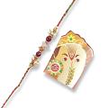 Elegant stone Rakhi With Handcrafted Ornaments + Roli & Chaval