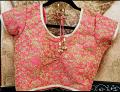 Beautiful Floral Pattern Pink Blouse w/ Gold design