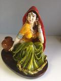 Rajasthani Lady Beside Traditional Matka Showpiece 6"