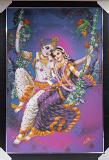 Beautiful Wooden Framed Canvas Print Picture of Radha Krishna # 2 - 23 x 33
