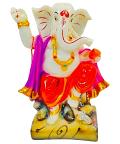 Beautiful n Colorful Fiber Medium Ganesh Statue - 6.75" # 49