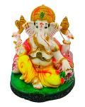 Beautiful n Colorful Fiber Medium Ganesh Statue - 6" # 46