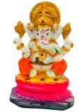 Beautiful n Colorful Fiber Small Ganesh Statue - 5.3" # 35
