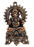 Black Metal Antique Wall Hanging Decor of Ganeshji on Bajot - 17" Black Metal Antique Wall Hanging Decor of Ganeshji on Bajot - 17"