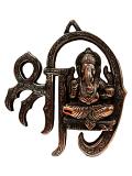 Black Metal Antique Wall Hanging of Ganeshji With Shree Symbol 9.5" & 16" Black Metal Antique Wall Hanging of Ganeshji With Shree Symbol 9.5" & 16"