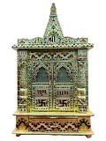 Traditional Aluminium Golden Meenakari Plated Temple W/ Door - 25.25"