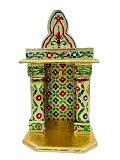 Traditional Golden Meenakari Plated Temple (Open) Very Small - 10"