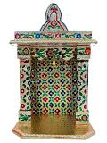 Traditional Golden Meenakari Plated Temple (Open) Small - 12"