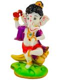Beautiful n Colorful Fiber Small Ganesh Statue - 5.75" # 37