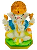 Beautiful n Colorful Fiber Very Small Ganesh Statue - 4" # 13