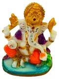 Beautiful n Colorful Fiber Very Small Ganesh Statue - 4" # 15