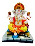 Beautiful n Colorful Fiber Medium Ganesh Statue - 7.25" # 54