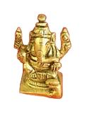 Small Golden Brass Statue of Lord Ganesha 2.5"