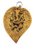 Brass Made Wall Hanging Decor of Betal Leaf W/ Ganeshji 6"