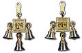 Brass With Silver Finish Antique Wall Hanging Decor of Shubh Labh w/ Bell