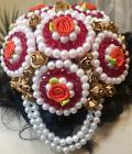Bridal Hair Bun w/ Pearl & Flower Embellishment Bridal Hair Bun w/ Pearl & Flower Embellishment