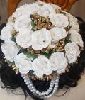 Bridal Hair Bun w/ White Flowers & Pearls Bridal Hair Bun w/ White Flowers & Pearls