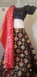 Banarsi Silk Black Red Lehenga Choli w/ Blouse Banarsi Silk Black Red Lehenga Choli w/ Blouse