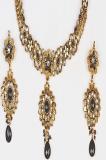 Black, White & Golden Color Stone Studded Necklace Set