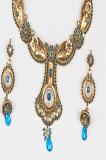 Blue & Golden Color Stone Studded Necklace Set