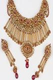 Maroon & Golden Color Stone Studded Necklace Set