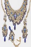 Violet Blue & White Kundan Studded Necklace Set