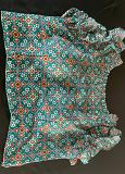 Green Stitched Blouse, Pure Georgette w/ Heavy Digital Print & Frill Work
