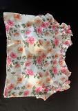 White Pure Georgette w/ Pink Heavy Digital Print & frill Work Blouse (S)