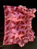 Peach Pink Pure Georgette Heavy Digital Print Frill Work Blouse (S)