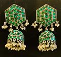 Pure Emerald German Silver Jhumka Earrings