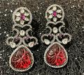 Polki AD Red Gold Kundan Earrings 