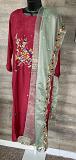 Pure Muslin Cotton Embroidery Kurti with Embroidery Dupatta (XL)