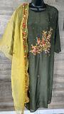Pure Muslin Cotton Embroidery Kurti with Embroidery Dupatta (XL)