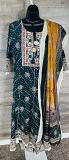Long Pure Cotton Embroidery Work Printed Anarkali w/ Pant & Dupatta M-2XL