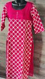 Pink White Pure Cotton Embroidery Work Kurti (L)