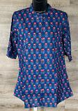 Princess Cut Cotton Block Print Short Kurti Tunic in Blue (S) Princess Cut Cotton Block Print Short Kurti Tunic in Blue (S)