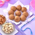 Evil eye Rakhi with Choorma Laddoo and Cashews