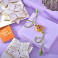 Hand Painted Clay Rakhi with 250 gm. Kaju Katli