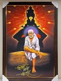Beautiful Wooden Framed Canvas Print Picture of Sai Baba # 3 - 23 x 33"