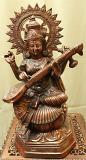 Artistic Black Metal Statue of Goddess Saraswati Maa 18"