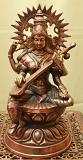 Artistic Black Metal Large Statue of Goddess Saraswati Maa 24" Artistic Black Metal Large Statue of Goddess Saraswati Maa 24"