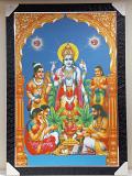 Beautiful Wooden Framed Canvas Print Picture of Satya Narayan # 1 - 23 x 33