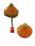 Orange Velvet Chatra Stand with Mirror Work for Ganesh Murti Decoration Orange Velvet Chatra Stand with Mirror Work for Ganesh Murti Decoration