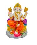 Beautiful n Colorful Fiber Medium Ganesh Statue - 7" # 52