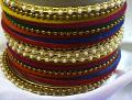 Set of Indian multi-color bangles with pearls