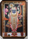Beautiful Wooden Framed Canvas Print Picture of ShreeNathji # 2 - 23 x 33"